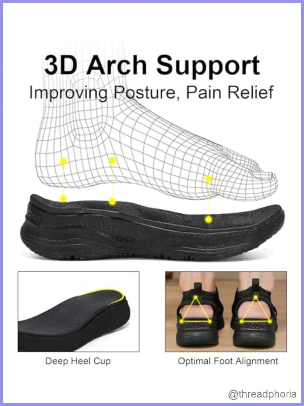 Women's Orthopedic Athletic Sport Sandals Arch Support Slip On 2 Inch Heel